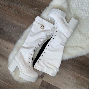 White platform boots